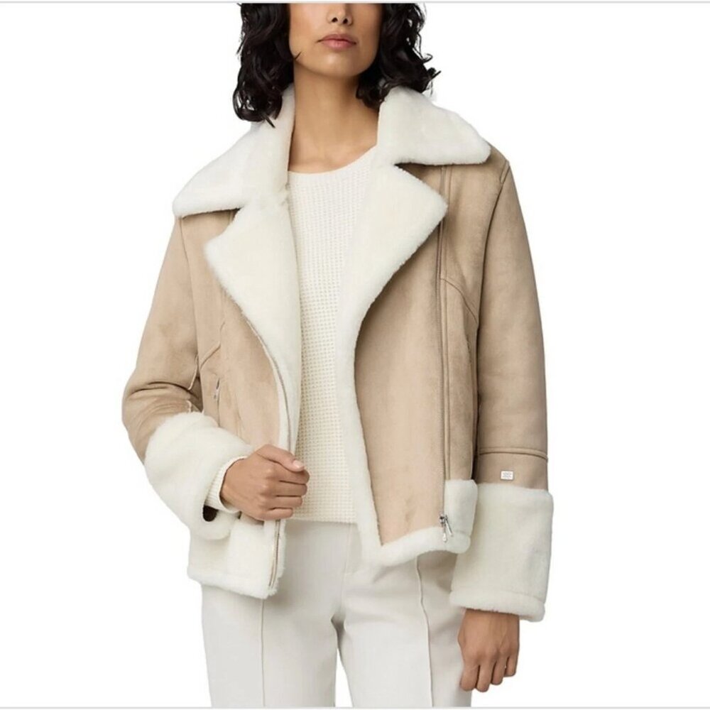 Soia & Kyo Phoebe Faux-Sherpa Moto Jacket, Size XS
